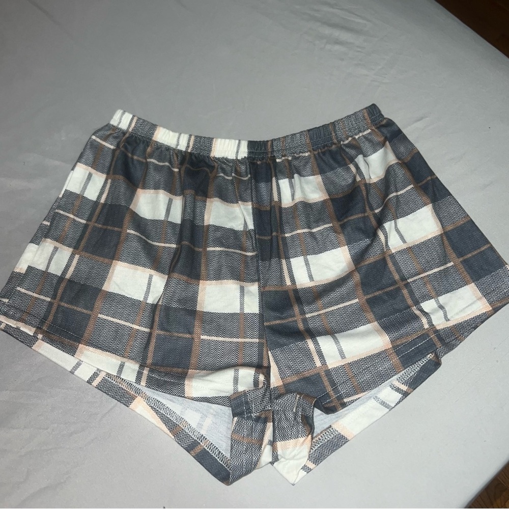 Plaid pajama sleeping shorts